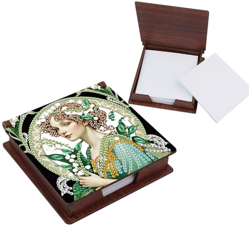 Diamond Painting Kit memo Box, Diamonds Art DIY Lily of The Valley Patterns Sticky Note Box Special Shape Drill, with 160 Sticky Note, Ideal for Home Office Supplies, Handicrafts, Holiday Gifts - color: Lily of the valley