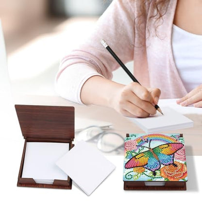 Diamond Painting Kit memo Box, Diamonds Art DIY Rainbow and Butterfly Patterns Sticky Note Box Special Shape Drill, with 160 Sticky Note, Ideal for Home Office Supplies, Handicrafts, Holiday Gifts - color: Rainbow and Butterfly