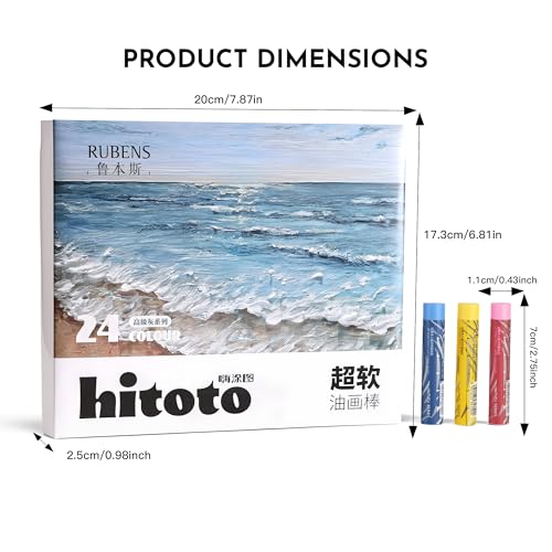 rubens Soft Oil Pastels (24 Premium Grays Colors), Creamy Texture Oil Pastels for Drawing & Blending, Dreamy Art Supplies Gift for Adult, Beginners, Artists