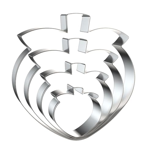 Peach Cookie Cutter Set - 5 inch, 4 inch, 3 inch, 2 inch - 4 Piece Fruit Cookie Cutters Shapes Biscuit Fondant Clay Molds - Stainless Steel