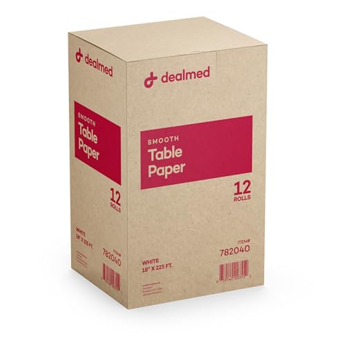 Dealmed Exam Table Paper (12 Rolls) 18” x 225' Smooth, White Medical Exam Cover for Doctor’s Offices, Medical Facilities, Patternmaking, Tracing and More - color: Smooth White, size: 18" x 225'