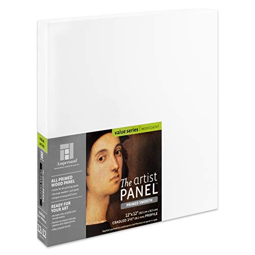 Ampersand Art Supply Primed Smooth Artist Panel | 12" x 12" | 1-1/2" Cradled Profile | Gessoed Wood Painting Panel for Oil, Acrylic & Mixed Media | Canvas Board & Wood Panel Alternative - color: 1-1/2" Cradled Profile, size: 12" x 12"