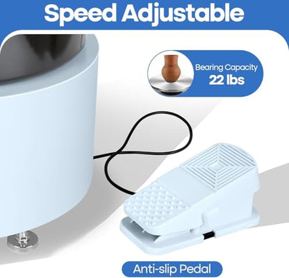 MZOKUU Pottery Wheel for Adults 11 Inch 450W Electric Ceramic Forming Machine Foot Pedal Control Adjustable 50-300RPM Speed ABS Detachable Basin Sculpting Tools Kit Arts Craft DIY Gift (White) - color: White