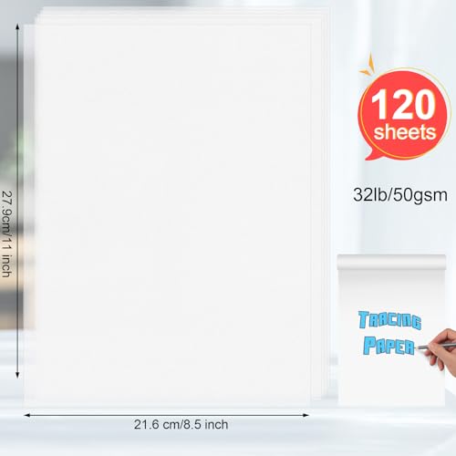 120 Sheets Tracing Paper for Drawing, 8.5”x 11” Trace Paper, Translucent Vellum Paper Tracing Paper Pad, Tracing Pad for Sketching, Preliminary Drawing, Overlaying Images Tracing - size: 8.5”x 11”（120 Sheets）