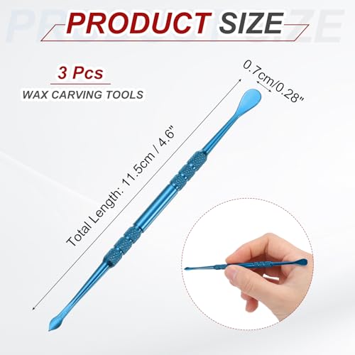 MECCANIXITY 3 Pcs Wax Carving Tools Stainless Steel 4.6 Inch Double-Headed Wax Carving Sculpting Tools for Modeling Sculpting Shaping, Blue - color: Blue