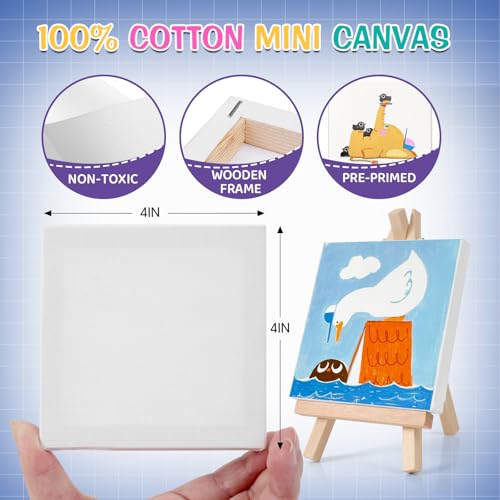 ESRICH 10 Set Mini Canvas Painting Kit, Minis Acrylic Paint Set, St. Patrick's Party Gifts,4 * 4inCanvas with Easel, Acrylic Paints,Brushes,Palette,Mini Easel Canvas for Kids Adults Painting Party - size: 10 set 4 x 4 inches