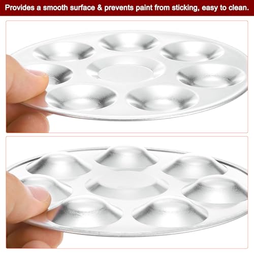 HARFINGTON Aluminum Round Paint Mixing Palette Tray 4.7" 7 Wells for Acrylic Oil Watercolor Artist DIY Painting
