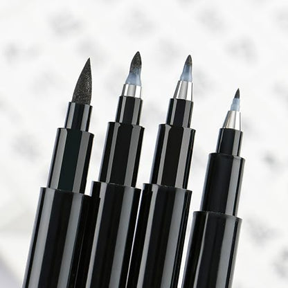 SAYEEC Calligraphy Brush Pens, Refillable Hand Lettering Pen, Black Ink Calligraphy Brush Markers Set for Writing Journaling Sketching Art Drawing Illustration Scrapbooking (4 Size, 6 Pack)