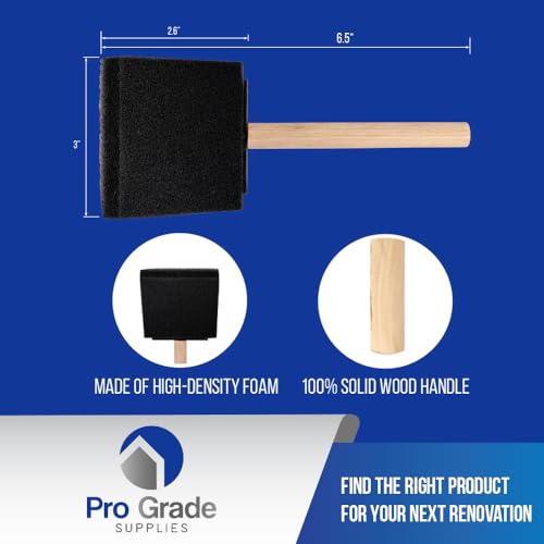 Pro Grade - Foam Brushes - 3 Inch - 36 Piece Poly Foam Brush Set - size: 3" 36 Ea
