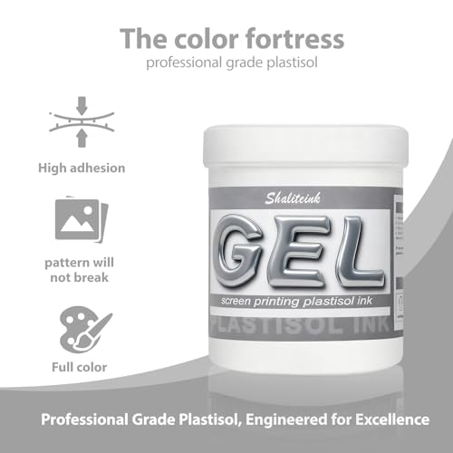 Shaliteink® Screen Printing Plastisol Ink Rounded Curve Transparent Plastisol- Highly Opaque Screen Printing Ink for Cotton, Polyester and Other Fabrics (16oz.)