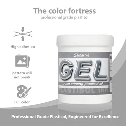 Shaliteink® Screen Printing Plastisol Ink Rounded Curve Transparent Plastisol- Highly Opaque Screen Printing Ink for Cotton, Polyester and Other Fabrics (16oz.)