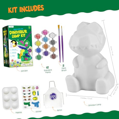 LAOESE Paint Your Own Dinosaur Lamp Kit, Art Supplies Kids Paint Set, Arts and Crafts for Kids Ages 8-12, Dinosaur Toys Girls Boys Birthday Gifts for Kids Ages 3 4 5 6 7 8 9 10 11 12+ - style: Dinosaur