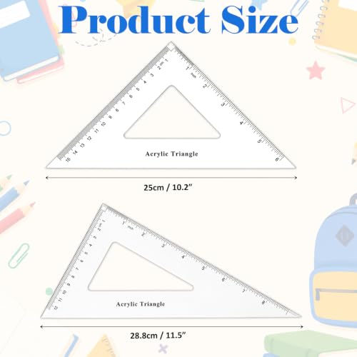 Coopay 8 Pack Large Triangle Ruler Set Square, 30/60 and 45/90 Degrees | Triangle Ruler, Triangle Hollow, Math Drawing Drafting, Back to School, School Supplies, Classroom Supplies, Office - size: 8 Pack