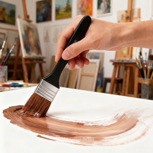 5Pcs Wide Flat Paint Brushes, Acrylic Craft Paint Brushes, Soft Assorted Sized Craft Brushes, Nylon Chip Brushes, Varnish Brush Art Paintbrush Sets for Oil Canvas Gesso