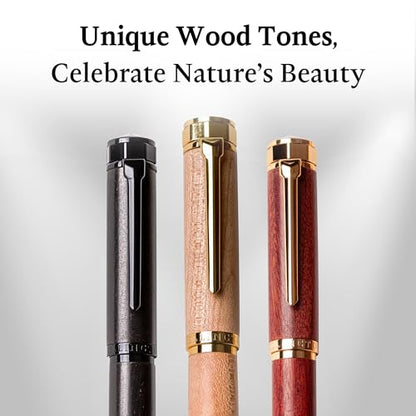 Ellington Pens Luxury Wood Fountain Pen Set – Medium Nib - Includes 6 Ink Cartridges, Wooden Pen Gift Box, Ink Converter - Wood Pen For Writing, Calligraphy, Journaling, Drawing (Maple Harmony) - color: Maple Harmony, style: Medium