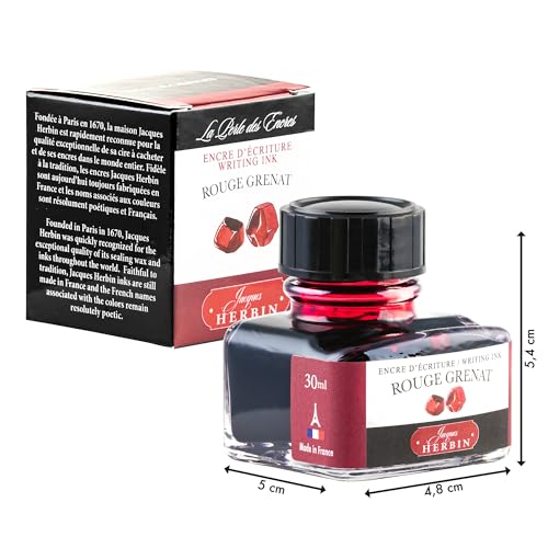 Jacques Herbin 13029T - 30ml Bottle of Ink for Fountain Pens and Rollerball Pens - Rouge Grenat - color: Garnet Red, size: 1 fl oz