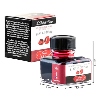 Jacques Herbin 13029T - 30ml Bottle of Ink for Fountain Pens and Rollerball Pens - Rouge Grenat - color: Garnet Red, size: 1 fl oz