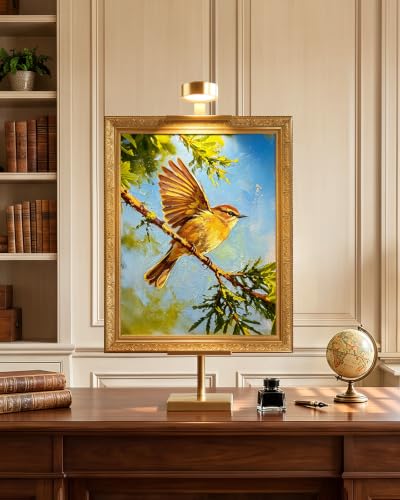Adjustable Tabletop Easel Stand with Picture Frame Light, Picture Easels for Display Up to 29" H, Metal Picture Frame Holder Stand Table for Art, Photo (Gold) - color: Gold with Light 1Pack
