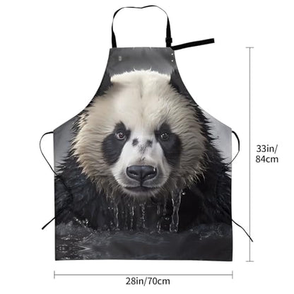 Prancing Brown Horse Heavy Duty Waterproof Apron with Pockets for AdultsResistant Grilling, Gardening, Painting - color: Panda in the Water