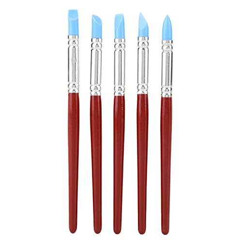 YUYTE Hand Building Tools [2024 Model 5pcs Rubber Tip Paint for Clay Sculpture Pottery DIY – Silicone Carving Tool for Shaping – Ideal for Artists, 17.5cm/6.1in Length