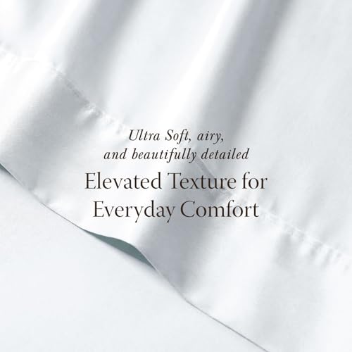 Threadmill Egyptian Cotton Full Size Sheet Set | 100% Certified Egyptian Cotton Sheets for Full Size Bed | Full Bed Sheets Set 16" Deep Pocket | Soft Sateen 4-Piece Cooling Bedding Set | White - color: Bright White Solid, size: Full