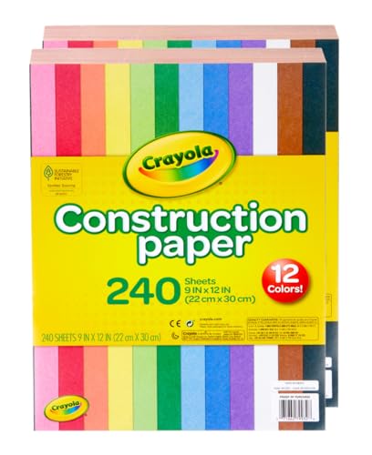 Crayola Construction Paper Bulk Pack (480 Sheets) – 10 Assorted Colors, 9x12, Teacher School Supplies & Classroom Must Haves, Card Making Craft Supplies, Art Paper