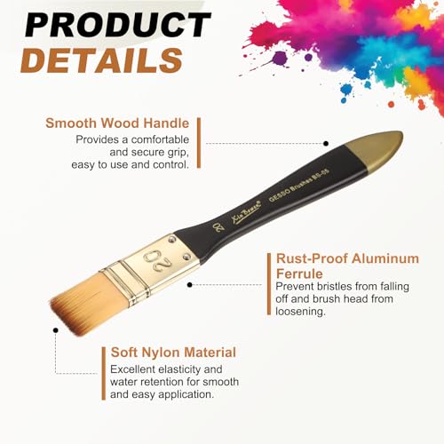 uxcell 2 Pcs Flat Paint Brush 1.57" Width Nylon Acrylic Painting Brushes Professional Paint Tools with Wooden Handle for Watercolor Oil Crafts Face Body Art, Yellow - size: 1.57"