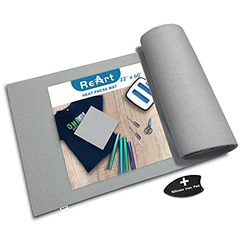 ReArt Ironing Board Cover Table Mat Heat Pressing Mat Pad 22" x 60" - Appliable for Heat Pressing Machine and HTV and Iron On Projects - size: 22" x 60"