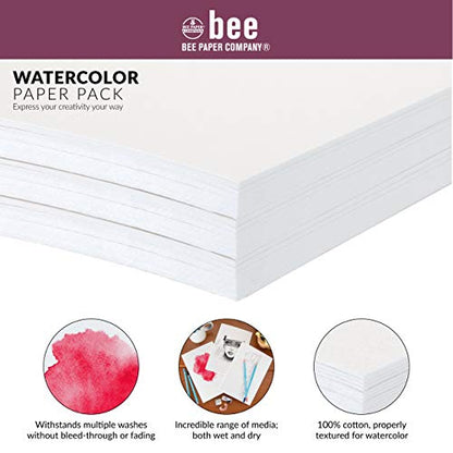 Bee Paper 6" x 9" Watercolor Paper Pack, 140lb, 50 Sheets - size: 6-inch x 9-inch, 50 Sheet Pack