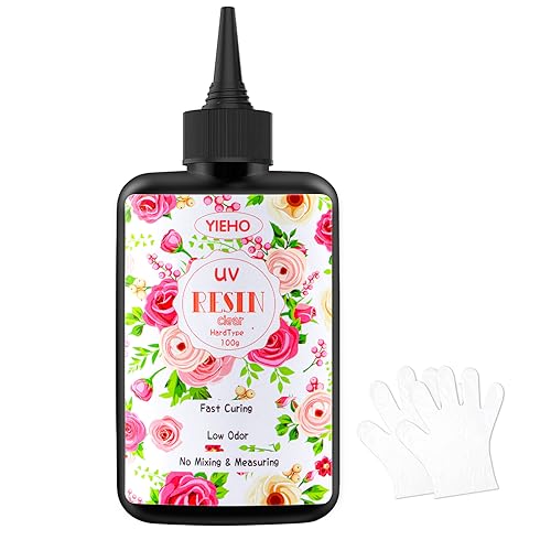 YIEHO UV Resin -Upgraded Crystal Clear Hard UV Curing Epoxy Resin Starter Supplies for Craft Jewelry Making 100g with Gloves - size: 100g