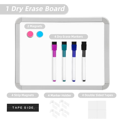VUSIGN Small Dry Erase Whiteboard, 8.5 x 11 Inches White Board for Students, Fridge, Locker, Mini Dry Erase Board, 2 Pack - color: B-sliver 2 Pack