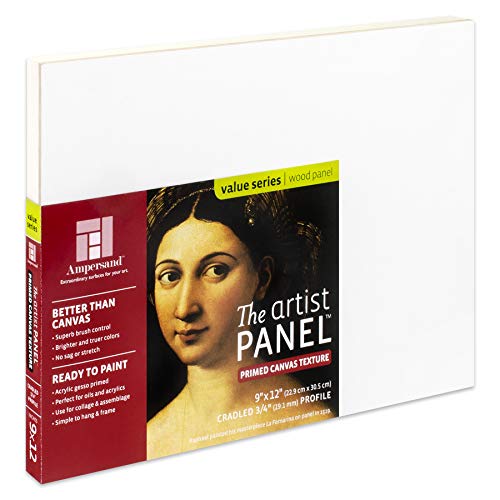 Ampersand Artist Panel Canvas Texture Surface for Painting, 3/4 Inch Depth, 9X12 Inch (APC75912) - size: 9X12, style: 3/4" Cradled