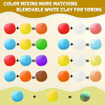 48 Air Dry Clay-36 Colors Modeling Clay for Kids Age 3-12,13 White,35 Others, Air Dry Clay Bulk Kit with 3 Sculpting Tool, Light, Safe, Non-Toxic, DIY Model Magic Clay Gifts for Boys and Girls Toys - color: 48 Pack
