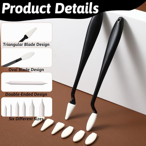 76 PCS Oil Pastel Blending Tools for Drawing, Blending Stumps and Paper Art Blenders Set with 60pcs Replacement Heads, Sponge Pens Sketch Drawing Tools for Highlighting Shadowing