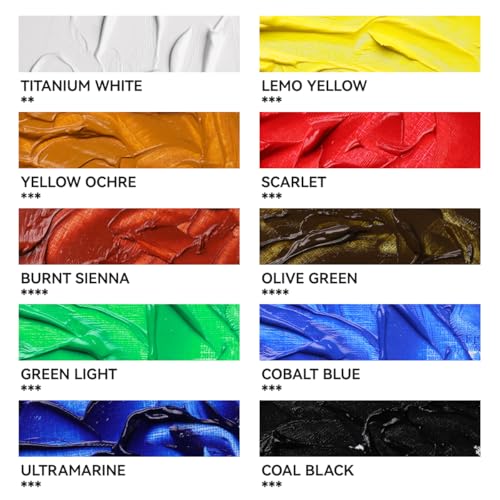 Paul Rubens Oil Paint, 10 Basic Colors*170 ml LargeTubes, Professional Oil Based Paint with High Saturation, Creamy Texture, and Consistency,Art Supplies for Artists, Students, Beginners - color: 10 colors*170ml-A