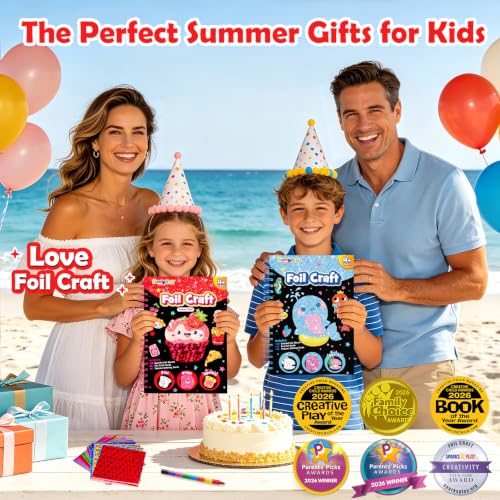 FUNNYB&G Foil Art Craft Kit for Girls 4-10 Years Old: Mess-Free & No-Glue, Create 16 Sparkly Food Pictures – Perfect Travel Toy & Birthday Gift for Kids (Food) - style: Food