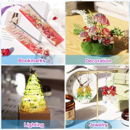 LET'S RESIN UV Resin, 2,000g 250ml 8Pcs Faster Cure Crystal Clear UV Resin Bulk,Low Shrinkage No Tacky UV Epoxy Resin Kit,Transparent High Gloss Resina UV for Jewelry Making,Craft Decor - size: 2000G