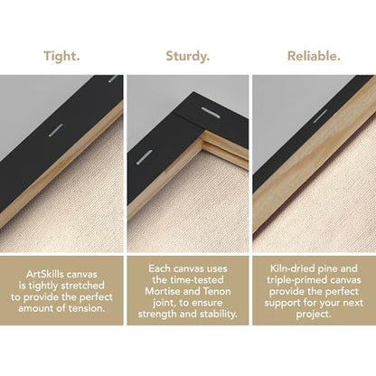 ArtSkills Black Canvas, Stretched Canvases for Painting, Supplies for Artists, 12x16, 2-Pack