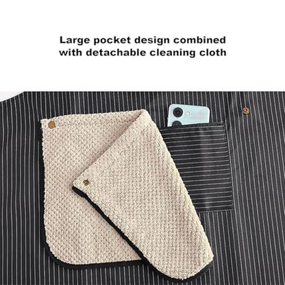 Apron with Detachable Towel and Pockets, Cross-Back Design, Waterproof Lightweight Fabric for Cooking and Cleaning, Unisex