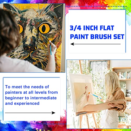 Zonon 30 Pieces Paint Brushes Bulk Small Flat Top Acrylic Oil Paint Brush for Artists Mini Touch up Crafts Detail Painting(3/4 Inch,Blue) - color: Blue, size: 3/4 Inch