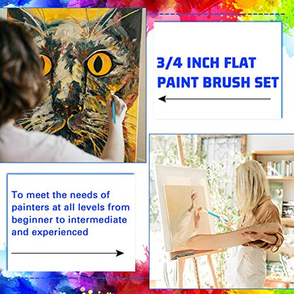 Zonon 30 Pieces Paint Brushes Bulk Small Flat Top Acrylic Oil Paint Brush for Artists Mini Touch up Crafts Detail Painting(3/4 Inch,Blue) - color: Blue, size: 3/4 Inch