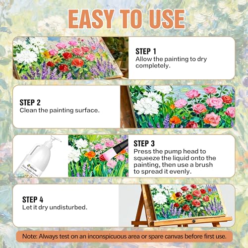 1050ML Large Gloss Acrylic Varnish with Pump, High Gloss Clear Sealer for Acrylic Paintings, Quick-Dry Water-Based Non-Toxic, UV & Yellowing Protection, Multi-Surface with Bonus Brush - size: 1050 ml
