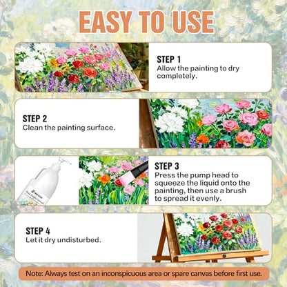 1050ML Large Gloss Acrylic Varnish with Pump, High Gloss Clear Sealer for Acrylic Paintings, Quick-Dry Water-Based Non-Toxic, UV & Yellowing Protection, Multi-Surface with Bonus Brush - size: 1050 ml
