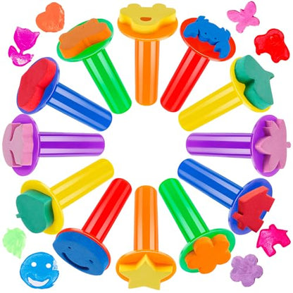 24Pcs Paint Stamps for Kids, Sponge Brushes for Painting, Sponge Foam Stamps for Early Learning Finger Paint Sponge Brushes Foam Art Drawing Tools - style: 3F-StamperSponge24PCS