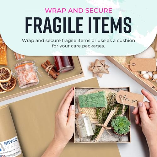 Bryco Goods (Pack of 2) Brown Kraft Packing Paper Rolls - 18" x 100' (1200”) - Moving Supplies, Gift Wrapping, Arts & Crafts, Bulletin Board Paper - Made in The USA - color: Brown, size: 18" x 100' (2-Pack)