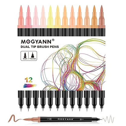 Skin Tone Markers, 12 Pack Dual Brush Pens for Art Drawing Sketching - color: Skin Tone