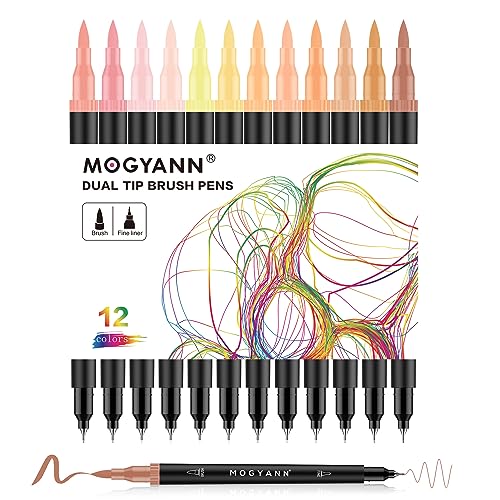 Skin Tone Markers, 12 Pack Dual Brush Pens for Art Drawing Sketching - color: Skin Tone