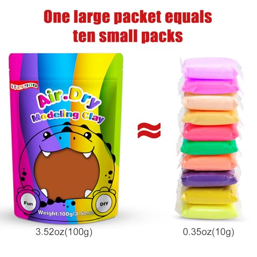 ifergoo Brown Air Dry Clay, DIY Creative Modeling Clay for Kids, Super Light Magic Foam Clay for Kids Age 3-12, Soft, No-Sticky & Non-Toxic, Molding Clay for School Art & Craft Project(100g/3.5oz) - color: Brown/100g
