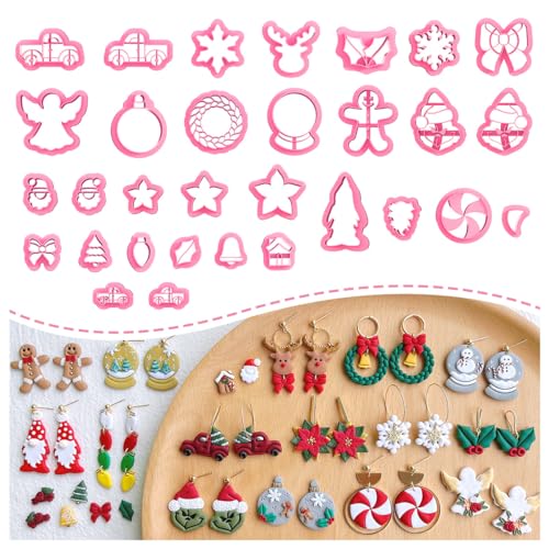 Keoker Christmas Clay Cutters, 31 PCS Polymer Clay Cutters for Earrings Making, Mini Shapes (All 2) - color: ALL 2