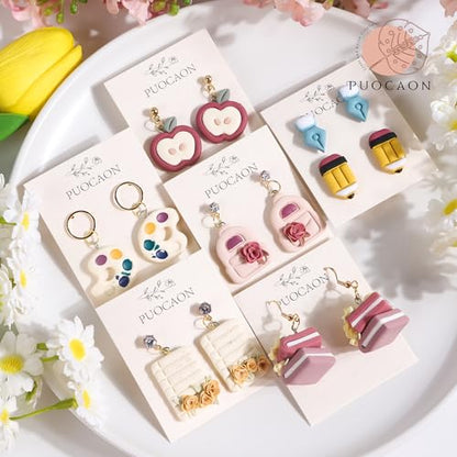 Puocaon Back to School Polymer Clay Cutters - 18 Pcs School Themed Earrings Making Kit Teacher Clay Cutters for Earrings Jewelry Making